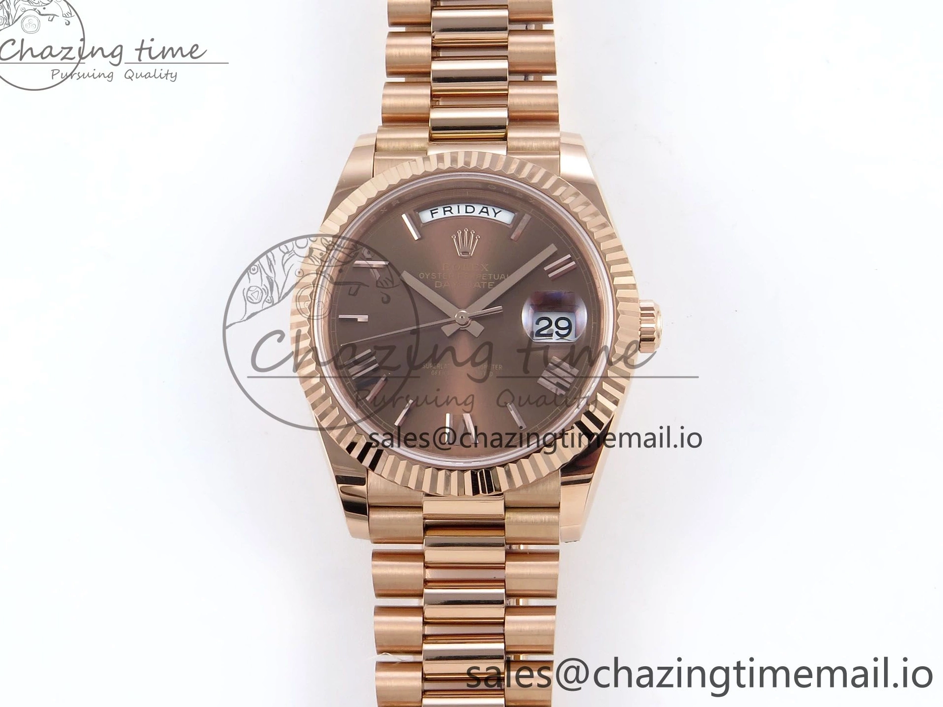 (Gain Best 40 RG A2836 Brown 228235 1:1 Weight) Noob Dial Edition Roman Bracelet President Date Day on 0326